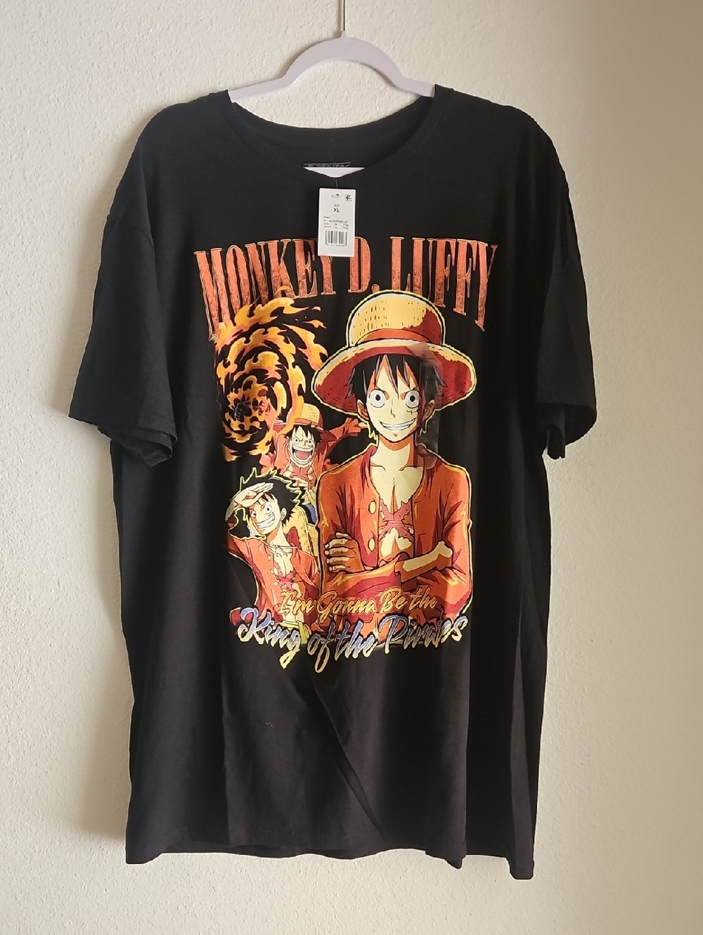Onepiece Black Graphic Tee Monkey D Luffy King Of Thr Pirates Anime Print